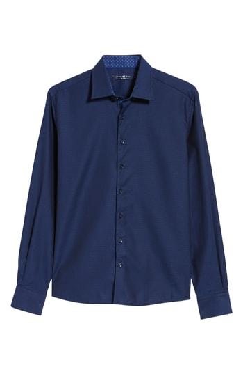 Men's Stone Rose Contemporary Fit Waffle Texture Sport Shirt, Size - Blue