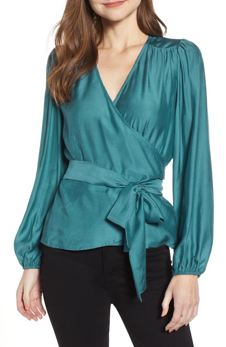 Women's Chelsea28 Wrap Front Top, Size - Blue/green