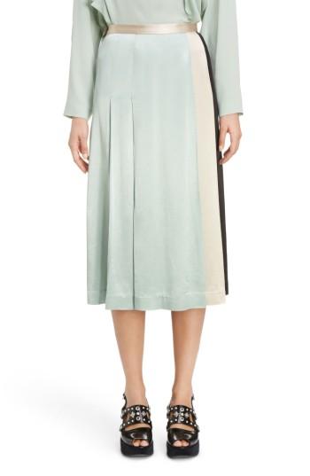 Women's Toga Pleated Satin Skirt Us / 36 Fr - Green