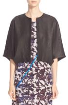 Women's Zero + Maria Cornejo Crop Pebbled Lambskin Leather Jacket - Black