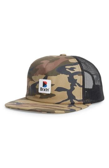 Men's Brixton Stowell Camo Baseball Cap - Brown