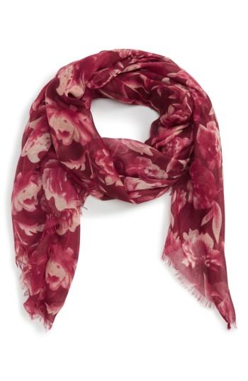 Women's Sole Society Floral Print Scarf, Size - Red