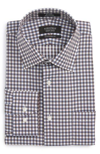 Men's Nordstrom Men's Shop Traditional Fit Non-iron Check Dress Shirt 32/33 - Brown