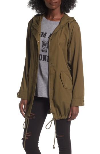 Women's Bp. Hooded Cotton Anorack, Size - Green