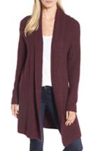 Women's Halogen Textured Open Front Cardigan, Size - Burgundy