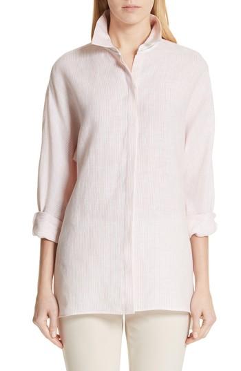 Women's Lafayette 148 New York Alyssa Linen Blouse, Size - Coral