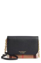 Women's Burberry Hampshire House Check & Leather Wallet On A Chain - Beige