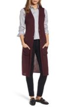 Women's Halogen Long Merino Wool Blend Sweater Vest - Burgundy