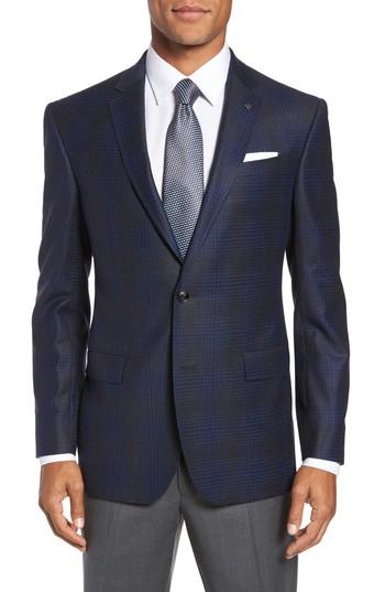 Men's Ted Baker London Trim Fit Plaid Wool Sport Coat S - Black