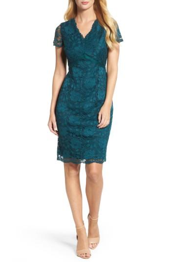 Women's Ellen Tracy Lace Sheath Dress - Green