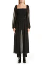 Women's Stella Mccartney Longline Pleated Silk Blouse Us / 42 It - Black