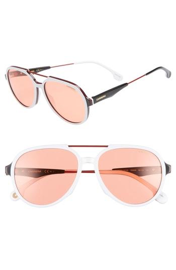 Men's Carrera Eyewear 56mm Aviator Sunglasses - White/red