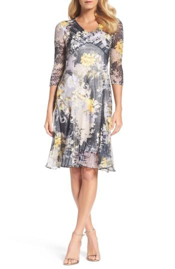 Women's Komarov Print Chiffon A-line Dress - Black