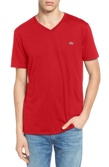 Men's Lacoste V-neck T-shirt (xl) - Red