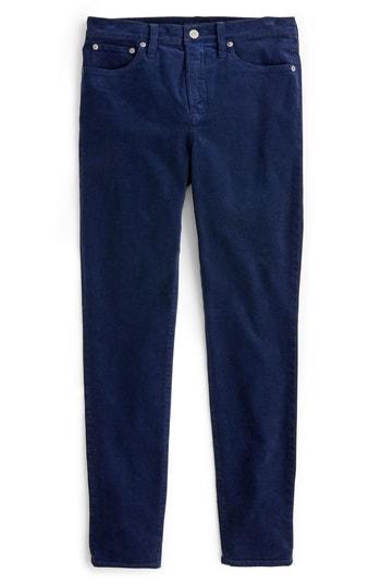 Women's J.crew High Rise Toothpick Corduroy Jeans - Blue