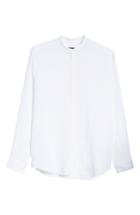 Men's Bugatchi Classic Fit Band Collar Sport Shirt, Size - White