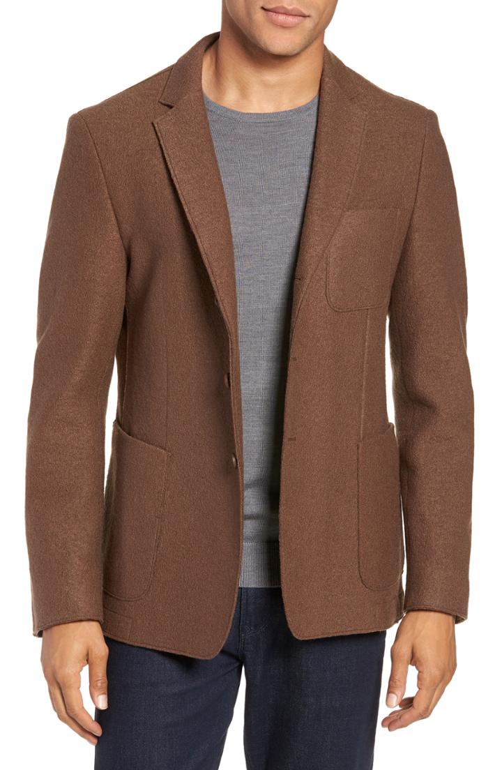 Men's Boss Nixan Trim Fit Wool Blazer R - Brown
