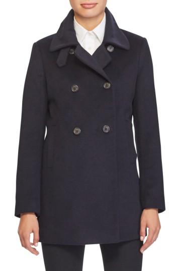 Women's Lauren Ralph Lauren Double Breasted Peacoat - Blue