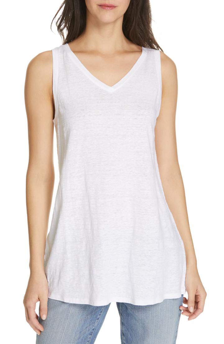 Women's Eileen Fisher Organic Linen Tank, Size - White