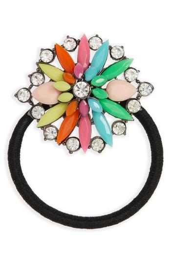 Cara Flower Brooch Hair Tie, Size - Metallic