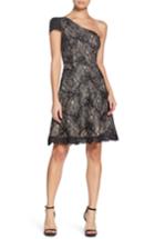 Women's Dress The Population Alex One-shoulder Cocktail Dress - Black
