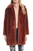 Women's Frame Faux Fur Coat - Orange