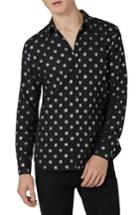 Men's Topman Foil Geo Print Shirt, Size - Black