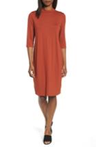 Women's Eileen Fisher Mock Neck Jersey Shift Dress, Size - Red