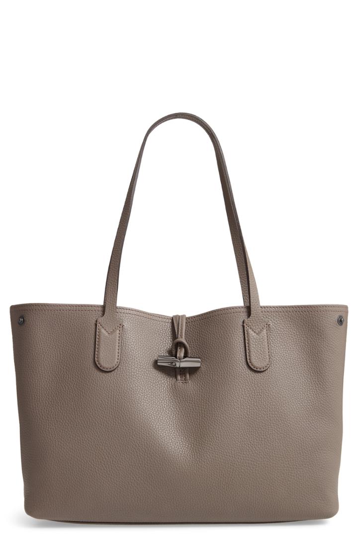 Longchamp Roseau Essential Mid Leather Tote - Grey