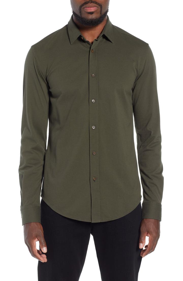 Men's Boss Ronni Slim Fit Solid Sport Shirt - Green
