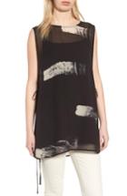 Women's Eileen Fisher Overlay Silk Top, Size - Black