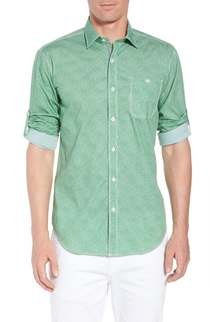 Men's Bugatchi Shaped Fit Striated Print Sport Shirt
