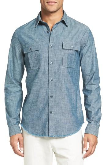 Men's Vince Trim Fit Chambray Sport Shirt - Blue