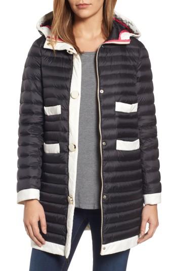 Women's Kate Spade New York Contrast Trim Hooded Puffer Coat
