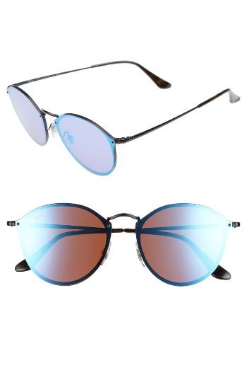 Women's Ray-ban 59mm Blaze Round Mirrored Sunglasses - Shiny Black