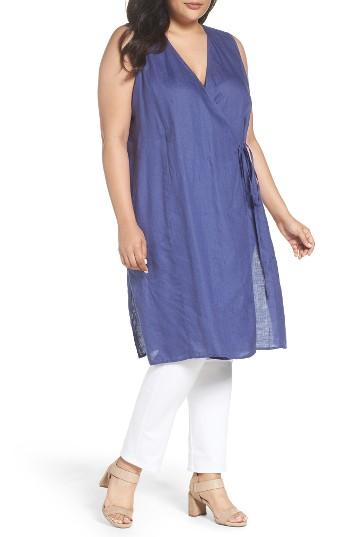 Women's Eileen Fisher Organic Handkerchief Linen Tie Waist Tunic