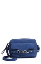 Violet Ray New York Chain Buckle Faux Leather Crossbody Bag - Blue