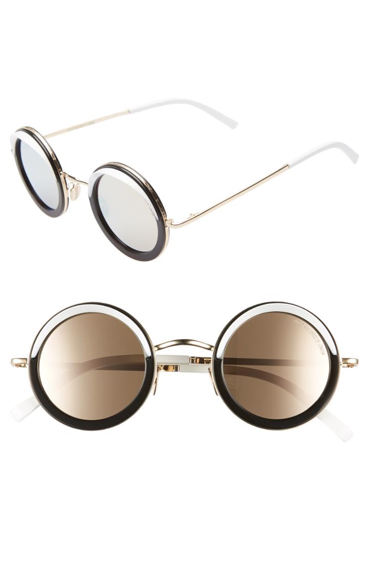 Women's Cutler And Gross 44mm Polarized Round Sunglasses - Gold/ Milky White