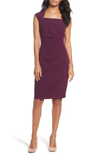 Women's Tahari Crepe Sheath Dress - Red