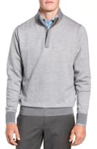 Men's Peter Millar Birdseye Quarter Zip Sweater - Grey