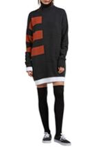 Women's Volcom Cold Stripe Turtleneck Sweater Dress - Black