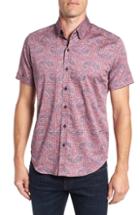 Men's Robert Graham Solak Tailored Fit Sport Shirt, Size - Red