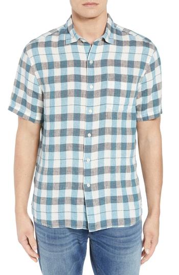 Men's Tommy Bahama La Grande Gingham Linen Sport Shirt - Blue