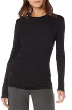 Women's Michael Stars Side Gather Long Sleeve Cotton Blend Top, Size - Black