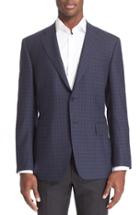 Men's Canali Classic Fit Plaid Wool Sport Coat S Eu - Blue