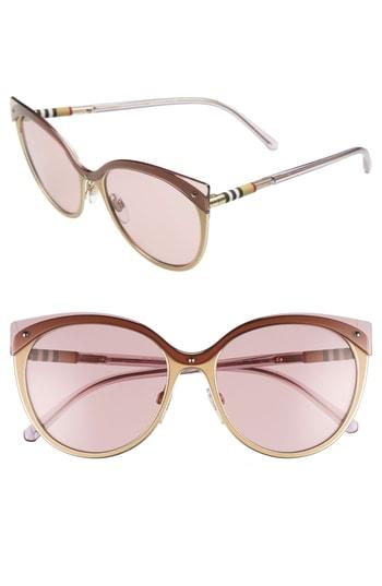 Women's Burberry Heritage 55mm Cat Eye Sunglasses - Beige Solid