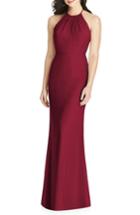 Women's Dessy Collection Ruffle Back Chiffon Halter Gown - Burgundy