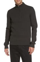 Men's Vince Ribbed Quarter Zip Mock Neck Sweater, Size - Grey
