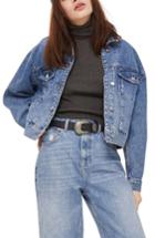 Women's Topshop Boxy Crop Denim Jacket Us (fits Like 0) - Blue