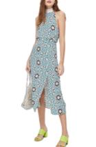 Women's Topshop Geo Tie Neck Halter Midi Dress Us (fits Like 0) - Blue